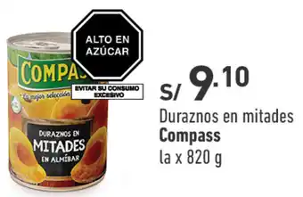 Plaza Vea Duraznos en mitades Compass la x 820g oferta