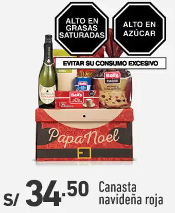 Plaza Vea Canasta navideña roja oferta