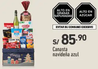 Plaza Vea Canasta navideña azul oferta