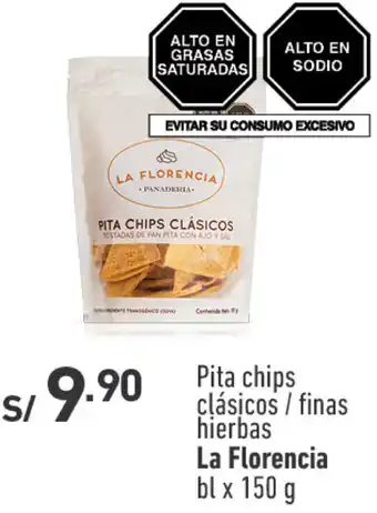 Plaza Vea Pita chips clásicos / finas hierbas La Florencia bl x 150g oferta