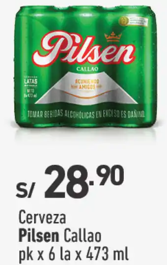 Plaza Vea Cerveza Pilsen Callao pk x 6 la x 473 ml oferta