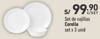 Plaza Vea Set de vajillas Corelle set x 3 unid oferta