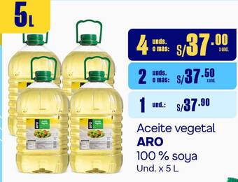 Plaza Vea Aceite vegetal ARO 100% soya Und. x 5 L oferta