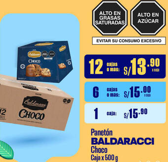 Plaza Vea Panetón BALDARACCI Choco Caja x 500 g oferta