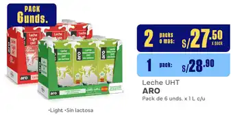 Plaza Vea Leche UHT ARO Pack de 6 unds. x 1 L c/u oferta