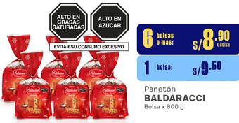 Plaza Vea Panetón BALDARACCI Bolsa x 800 g oferta