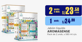Plaza Vea Jabón líquido AROMASENSE Pack de 2 unds. x 580 ml c/u oferta