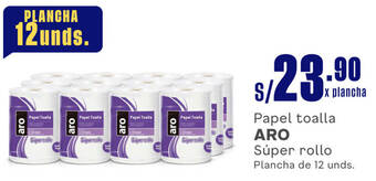Plaza Vea Papel toalla ARO Súper rollo Plancha de 12 unds. oferta