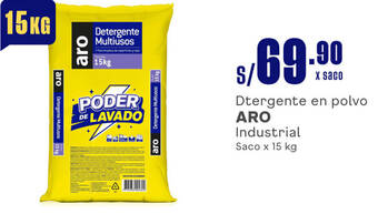 Plaza Vea Detergente en polvo ARO Industrial Saco x 15 kg oferta