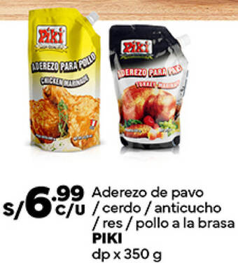 Plaza Vea Aderezo de pavo /cerdo/anticucho /res/pollo a la brasa ΡΙΚΙ dp x 350 g oferta
