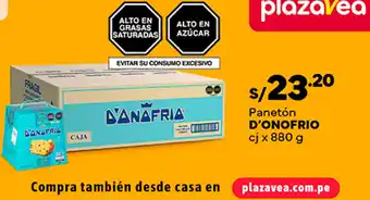 Plaza Vea Panetón D'ONOFRIO cj x 880 g oferta