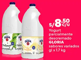 Plaza Vea Yogurt parcialmente descremado GLORIA sabores variados gl x 1.7 kg oferta