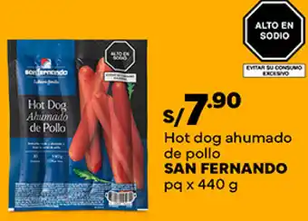 Plaza Vea Hot dog ahumado de pollo SAN FERNANDO pq x 440g oferta