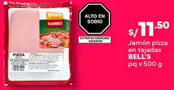 Plaza Vea Jamón pizza en tajadas BELL'S pq x 500g oferta