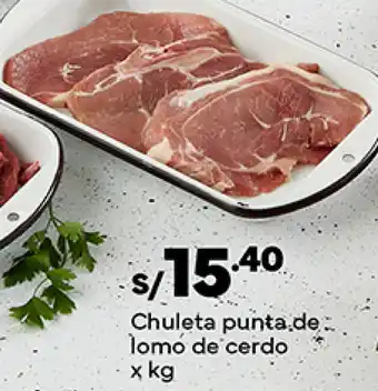 Plaza Vea Chuleta punta de lomo de cerdo x kg oferta