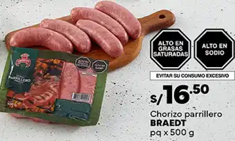 Plaza Vea Chorizo parrillero BRAEDT pq x 500g oferta