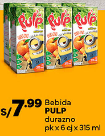 Plaza Vea Bebida PULP durazno pk x 6 cj x 315 ml oferta