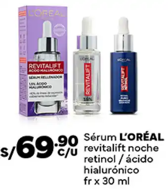 Plaza Vea Sérum L'ORÉAL revitalift noche retinol / ácido hialurónico fr x 30 ml oferta