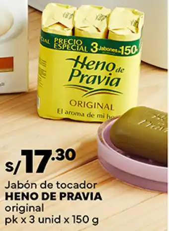 Plaza Vea Jabón de tocador HENO DE PRAVIA original pk x 3 unid x 150 g oferta
