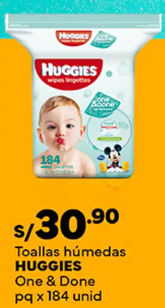 Plaza Vea Toallas húmedas HUGGIES One & Done pq x 184 unid oferta