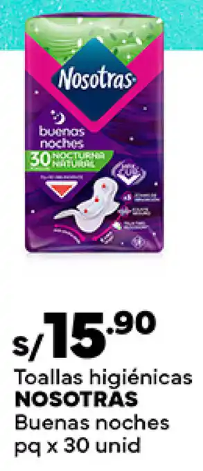 Plaza Vea Toallas higiénicas NOSOTRAS Buenas noches pq x 30 unid oferta