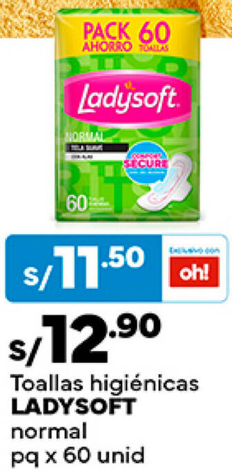 Plaza Vea Toallas higiénicas LADYSOFT normal pq x 60 unid oferta