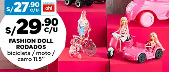 Plaza Vea FASHION DOLL RODADOS bicicleta / moto / carro 11.5" oferta