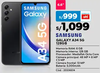 Plaza Vea SAMSUNG GALAXY A34 5G 128GB oferta