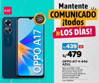 Plaza Vea OPPO A17 4-64G AZUL oferta