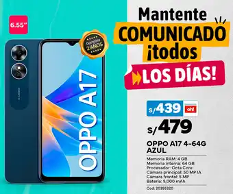 Plaza Vea OPPO A17 4-64G AZUL oferta
