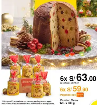 Metro Panetón Metro bol. x 800g oferta