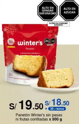 Metro Panetón Winter's sin pasas ni frutas confitadas x 500g oferta
