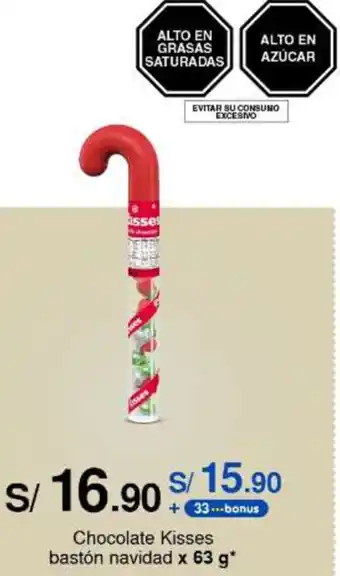 Metro Chocolate Kisses bastón navidad x 63g oferta