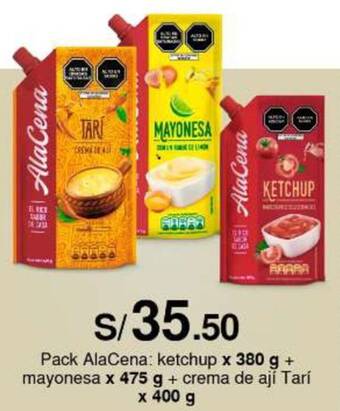 Metro Pack AlaCena ketchup x 380 g + mayonesa x 475 g + crema de ají Tarií x 400 g oferta
