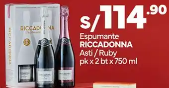 Plaza Vea Espumante RICCADONNA Asti/Ruby pk x 2 btx 750 ml oferta