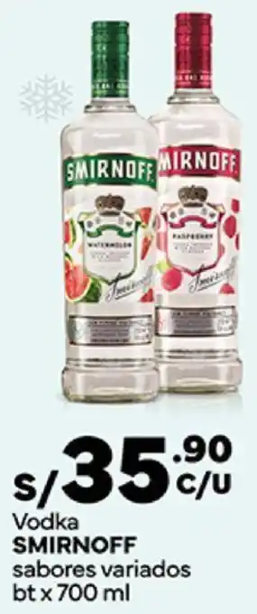 Plaza Vea Vodka SMIRNOFF sabores variados btx 700 ml oferta