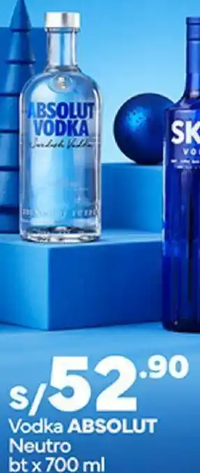 Plaza Vea Vodka ABSOLUT Neutro btx 700 ml oferta
