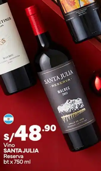 Plaza Vea Vino SANTA JULIA Reserva bt x 750 ml oferta
