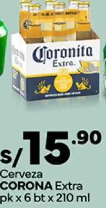Plaza Vea Cerveza CORONA Extra pk x 6 bt x 210 ml oferta