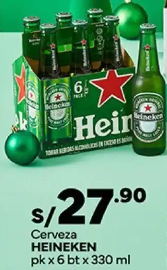 Plaza Vea Cerveza HEINEKEN pk x 6 btx 330 ml oferta