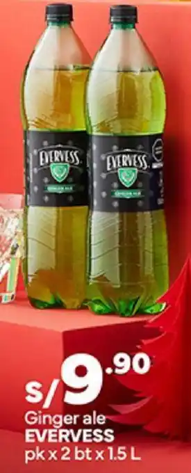 Plaza Vea Ginger ale EVERVESS pk x 2 btx 1.5 L oferta