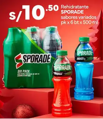 Plaza Vea Rehidratante SPORADE sabores variados pk x 6 bt x 500 ml oferta