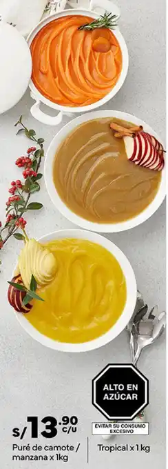 Plaza Vea Puré de camote/ manzana x 1kg oferta
