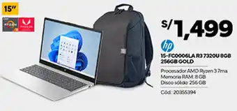 hp 15-FC0006LA R37320U 8GB 256GB GOLD