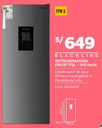 Plaza Vea BLACKLINE REFRIGERADORA FROST 175L-1PD INOX oferta