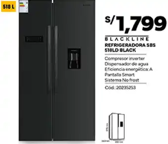 Plaza Vea BLACKLINE REFRIGERADORA SBS 518LD BLACK oferta