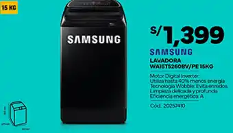 Plaza Vea SAMSUNG LAVADORA WA15T52600V/PE 15KG oferta