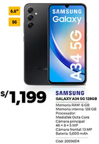 Plaza Vea SAMSUNG GALAXY A34 5G 128GB oferta