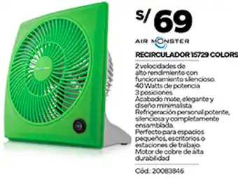 Plaza Vea AIR MONSTER RECIRCULADOR 15729 COLORS oferta