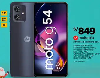 Plaza Vea motorola MOTO G54 8-128 NEGRO SSIM oferta